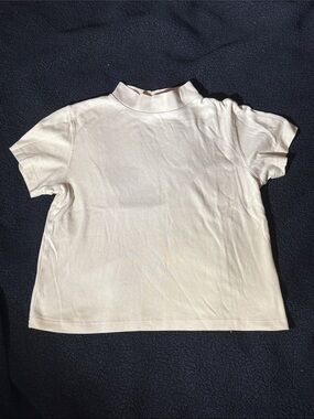 Classic Cream Short Sleeve Mock Neck Tee